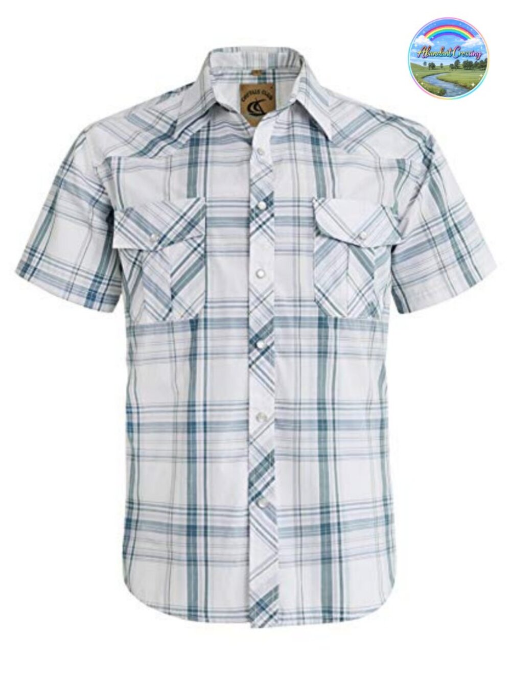 Men's Western Cowboy Pearl Snap Short Sleeve Plaid Work Shirt